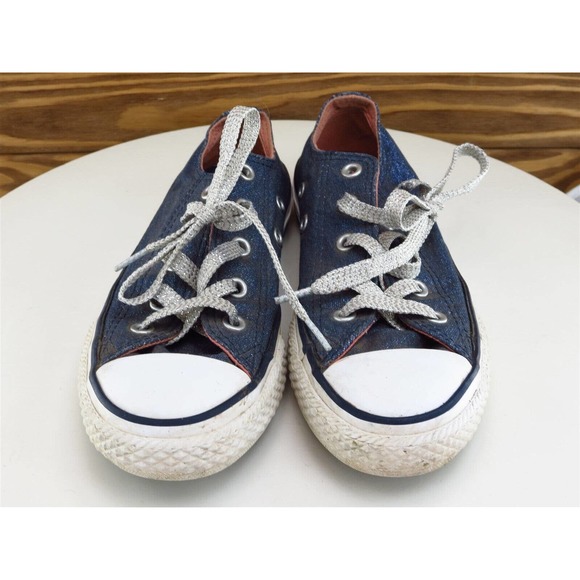 Converse Sz 13 Shoes Girls Youth Sneaker Blue Fabric - Picture 3 of 11